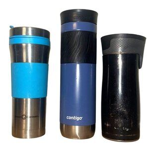 Set Of 3 Insulated Travel Mugs Stainless Steel Contigo & Klean Kanteen Leak-Proo